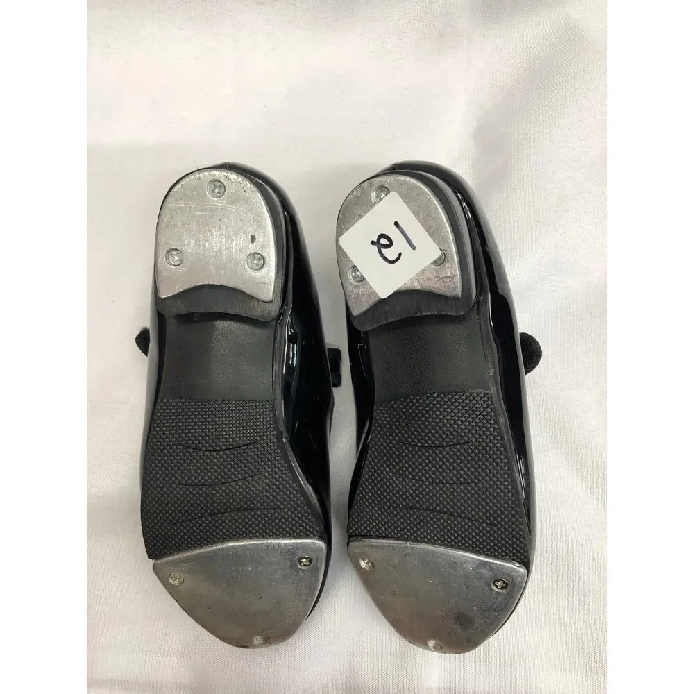 Pre-Owned Dance Dance Tap Shoes Stelle Child 12M Mary Jane easy Strap Black
